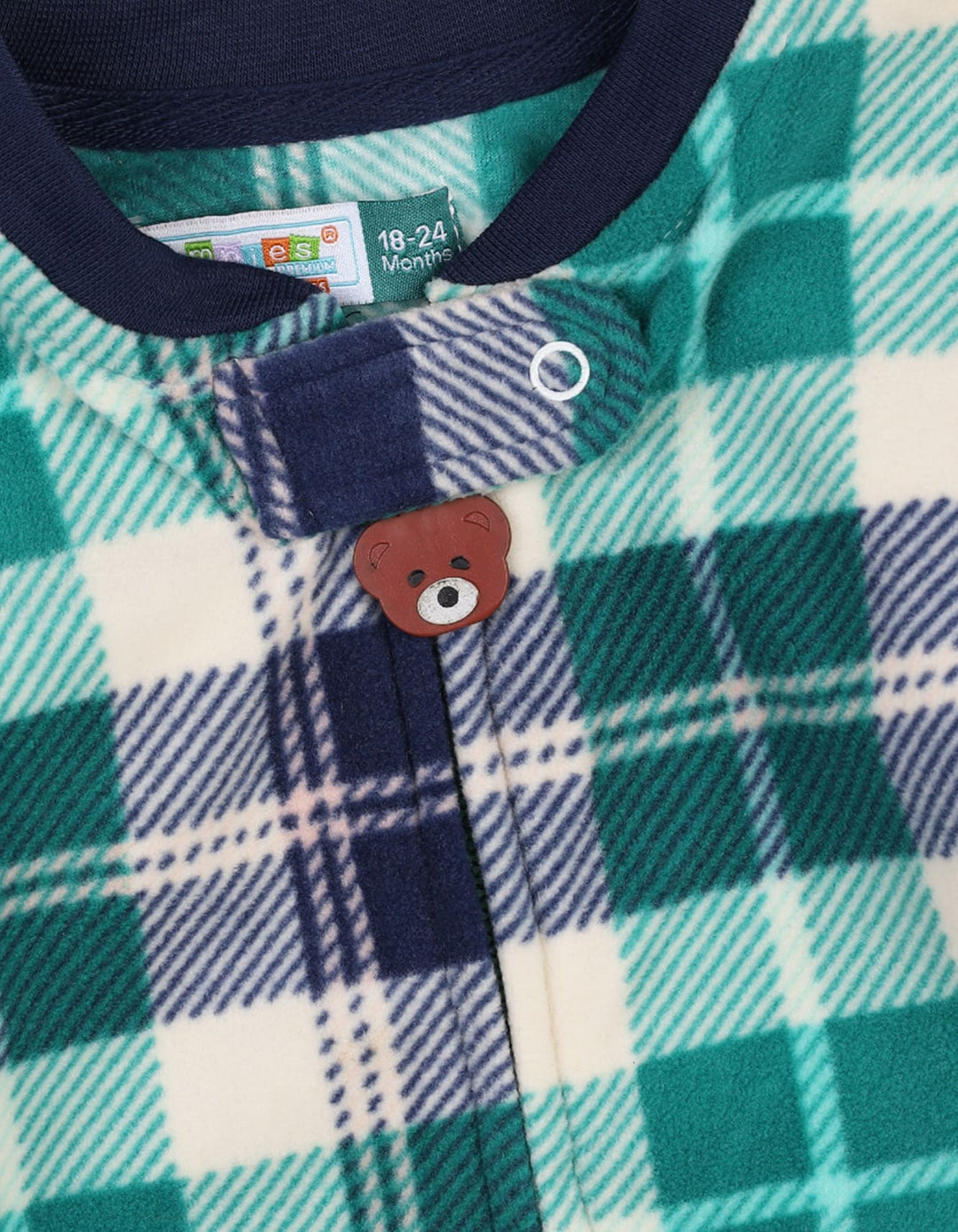 Baby Winter Jumpsuit Bambies Plaid Green and Blue at Zubaidas Pakistan