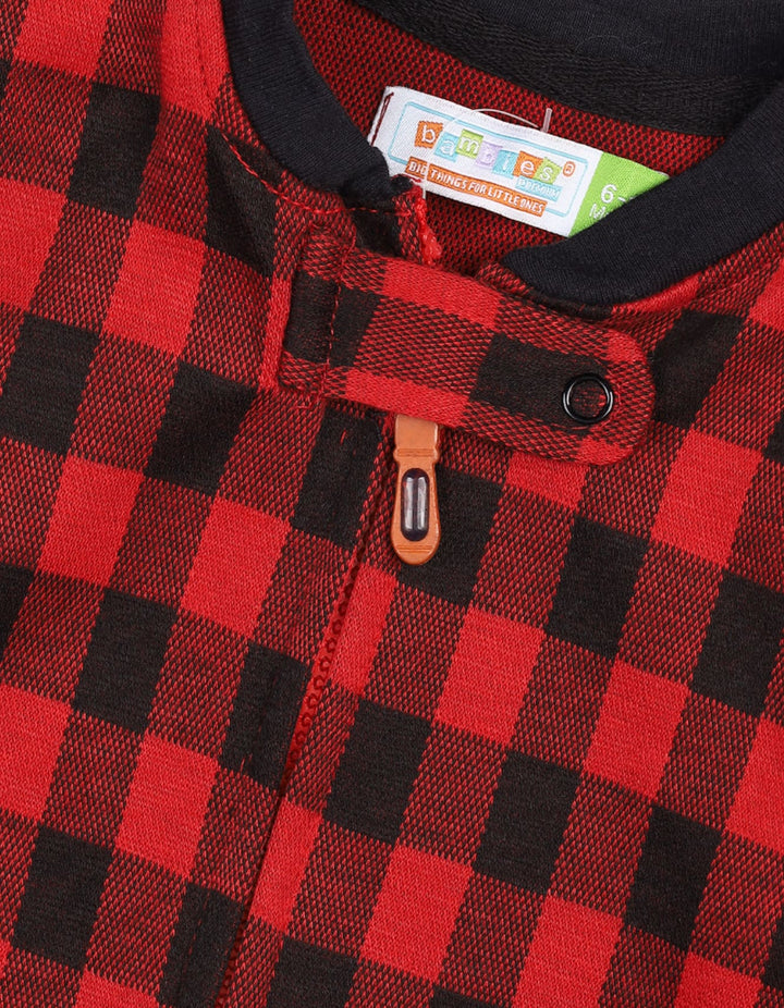 Baby Winter Jumpsuit Bambies Plaid Red and Black at Zubaidas Pakistan