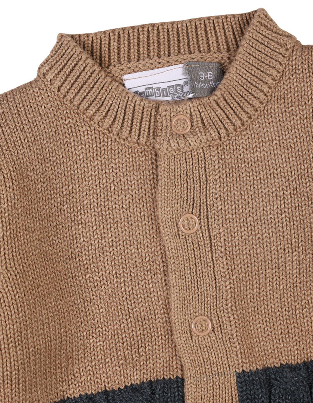 Baby Winter Jumpsuits Knitted Two Tone Bambies Camel and Charcoal at Zubaidas Pakistan