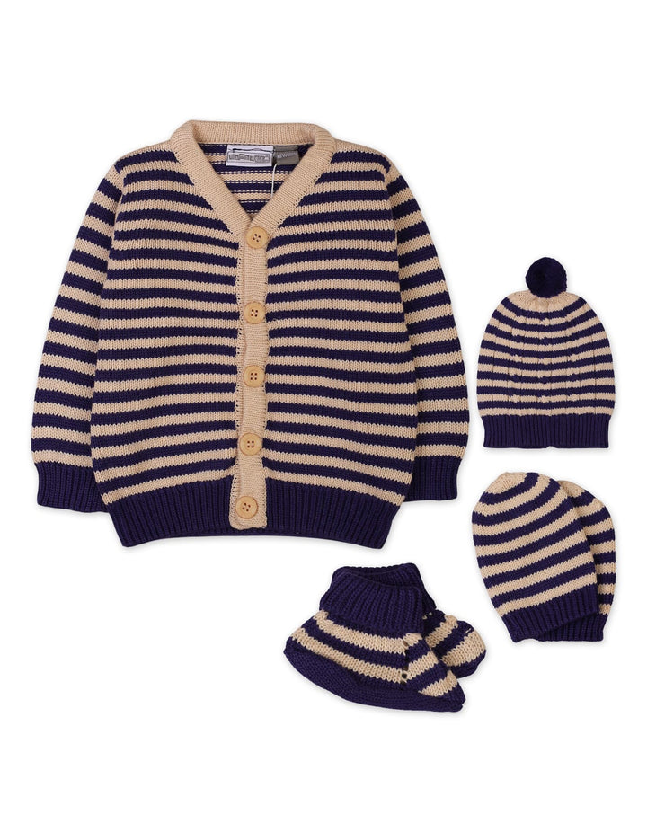Baby Winter Knitted Suit Sets Bambies Striped Navy at Zubaidas