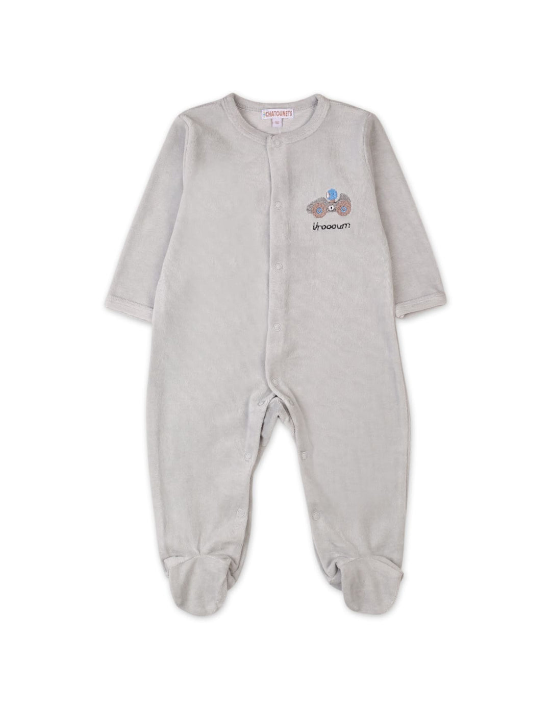 Baby Winter Onesie Bambies Car Embroidery Footie Gray at Zubaidas
