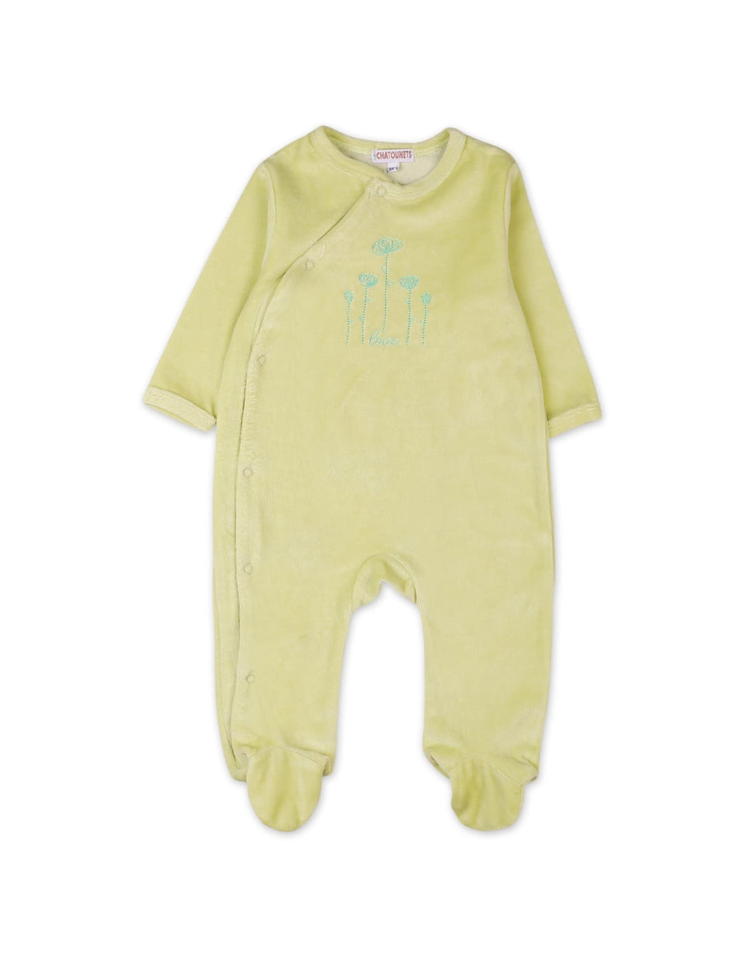 Baby Winter Onesie Bambies Floral Embroidery Footed Yellow at Zubaidas