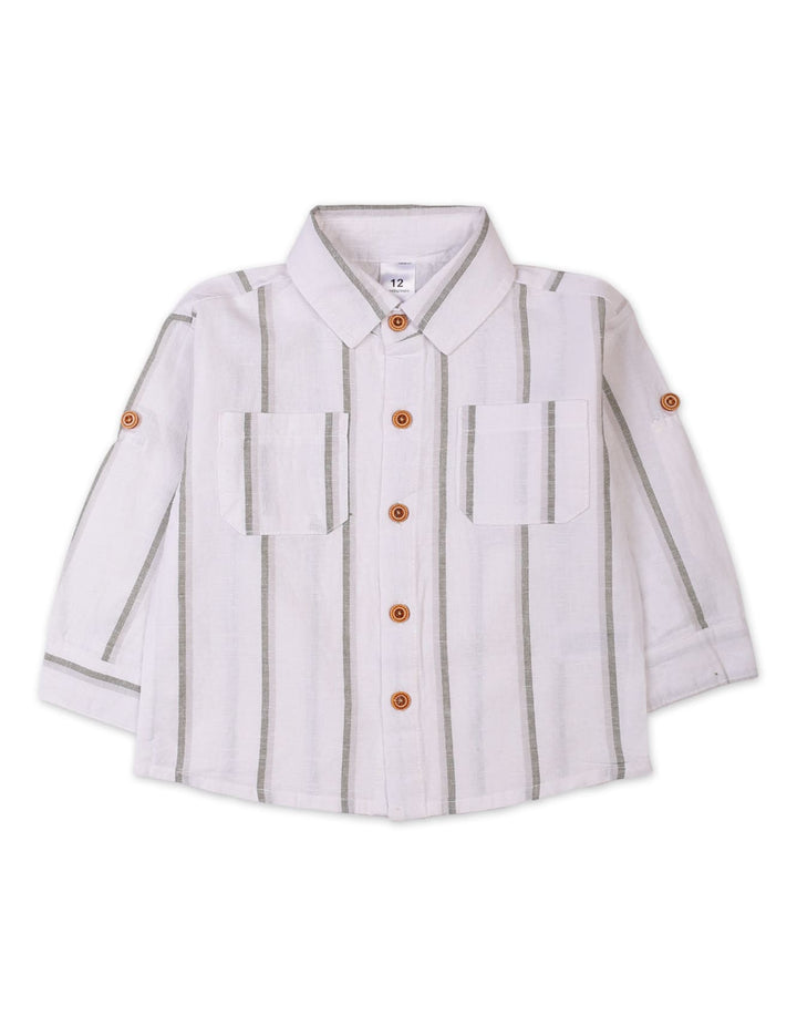 Baby Winter Outfit Striped Shirt and Olive Green Pants Sets Bambies at Zubaidas Pakistan