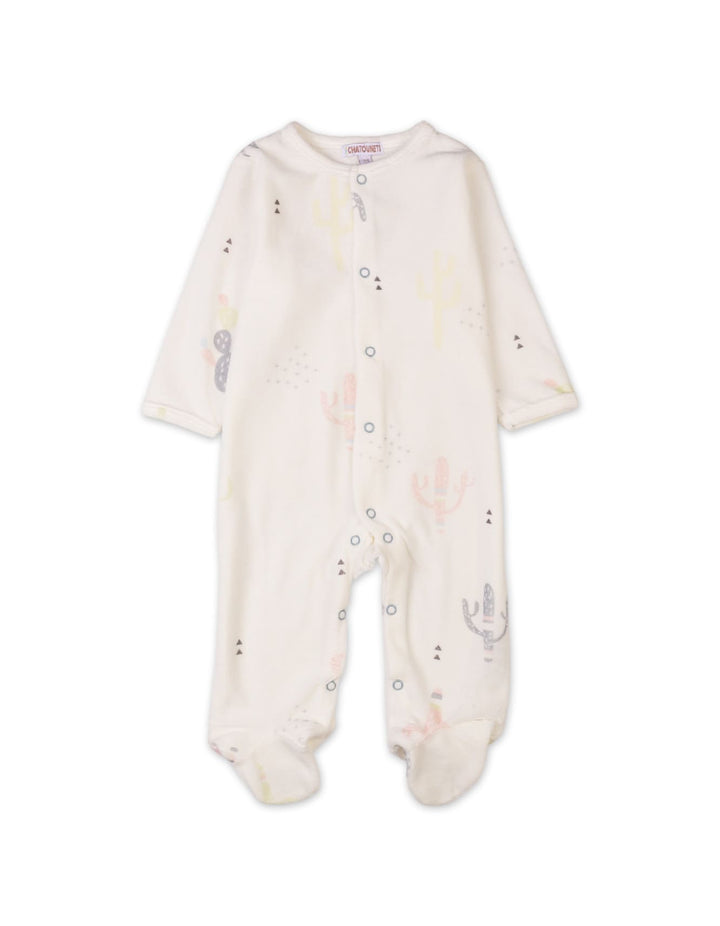 Baby Winter Outfits Bambies Cactus Print Footie Off White at Zubaidas