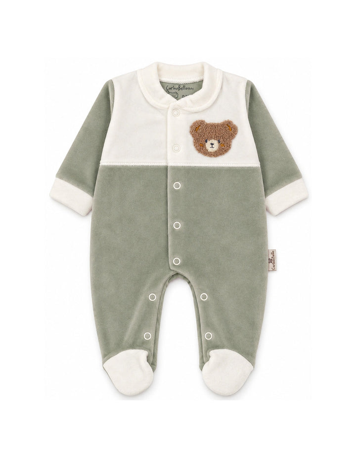 Baby Winter Romper with Cap Bear Green and White at Zubaidas Online Pakistan