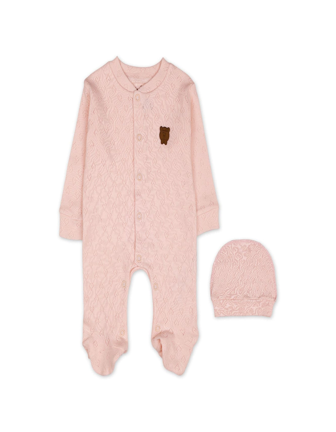 Baby Winter Romper with Cap Bear Peach at Zubaidas