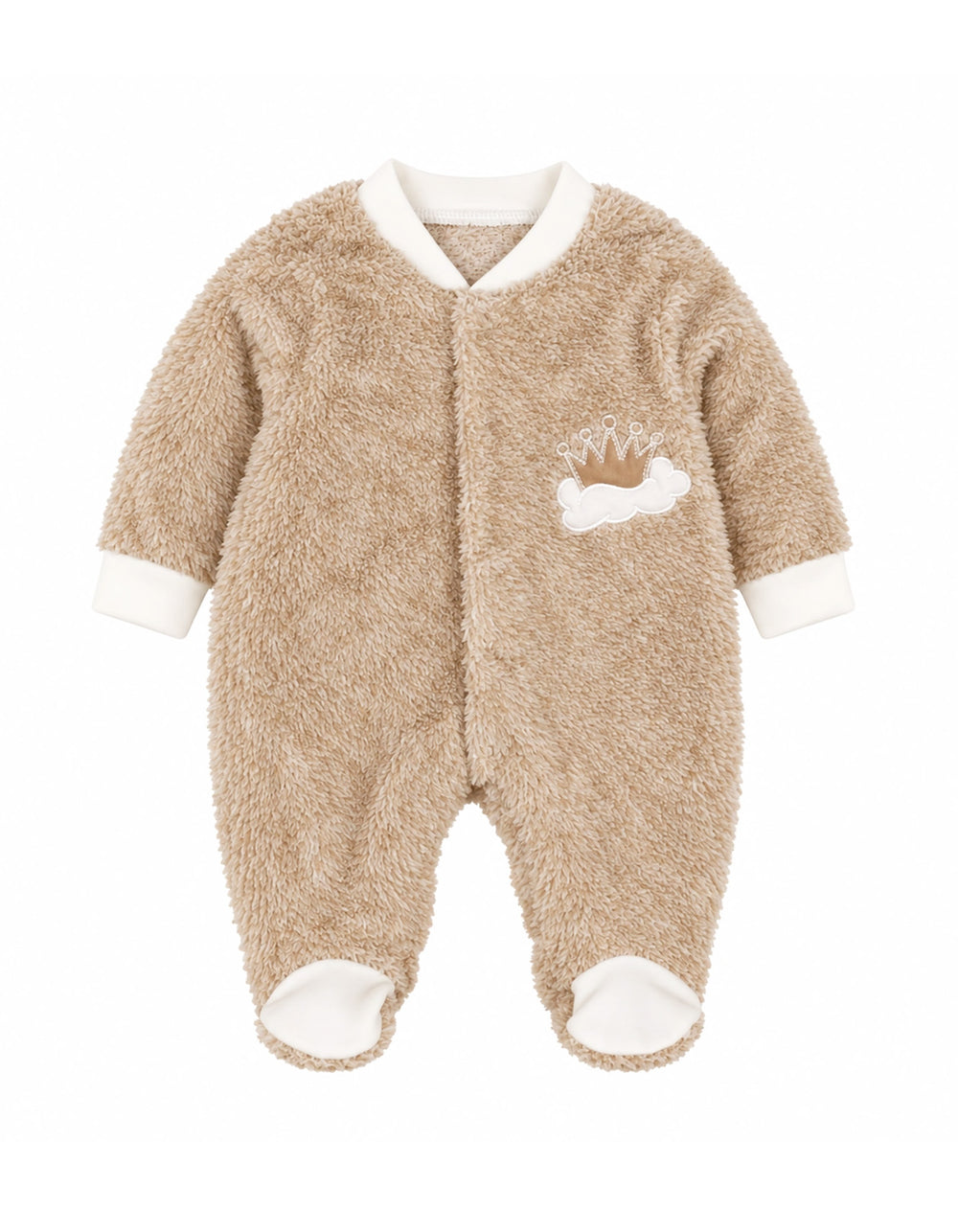 Baby Winter Sleep Suit with Cap Crown and Cloud Beige at Zubaidas Official Pakistan