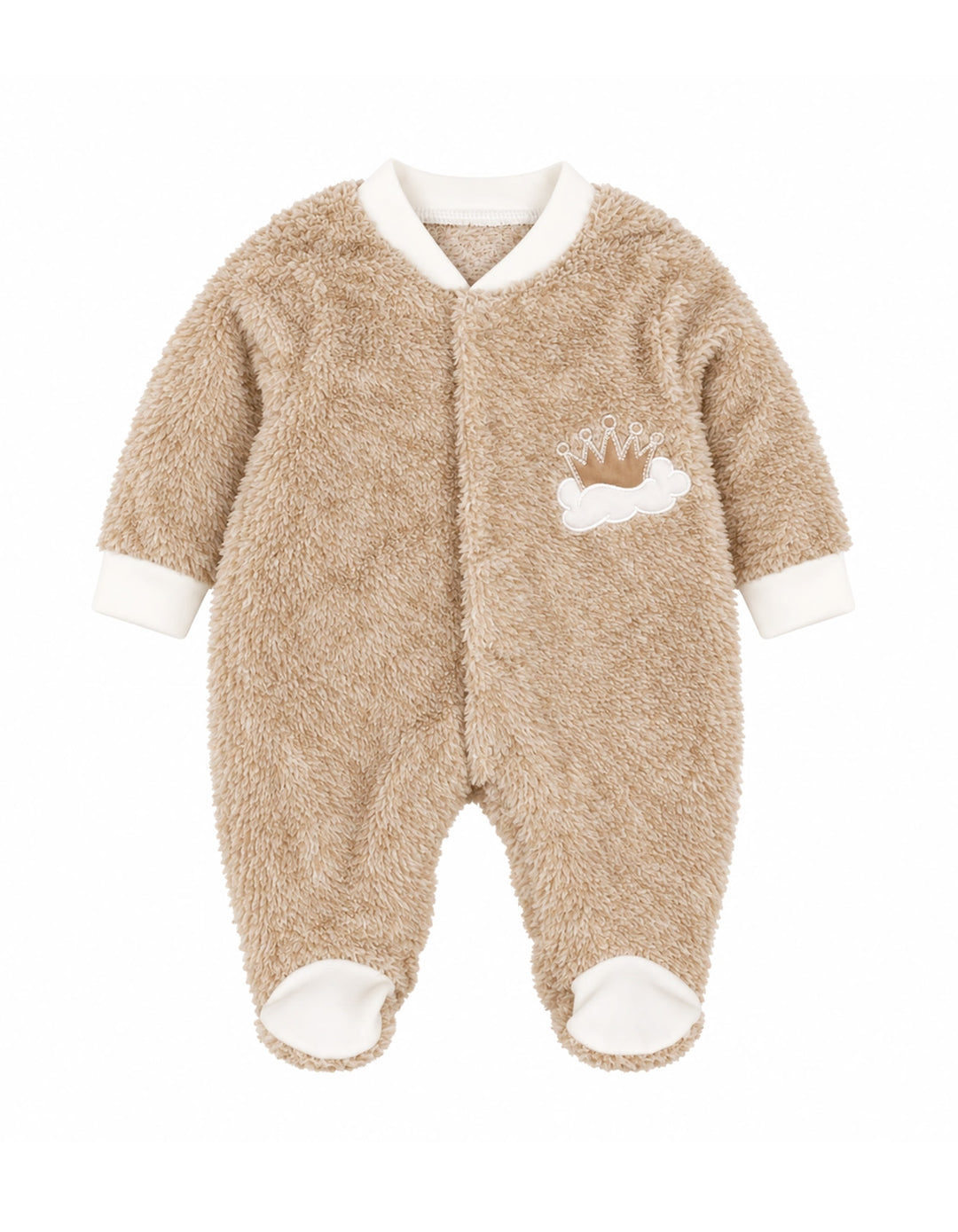 Baby Winter Sleep Suit with Cap Crown and Cloud Beige at Zubaidas Official Pakistan