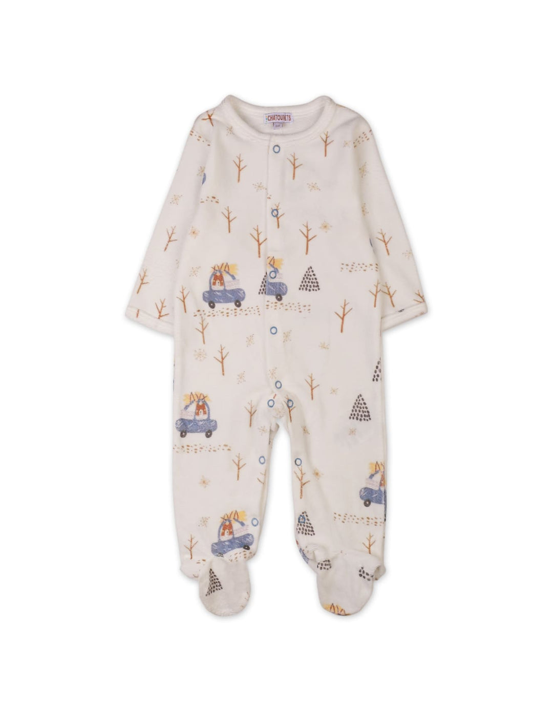 Baby Winter Sleepsuits Bambies Vehicle Printed Footed Cream at Zubaidas