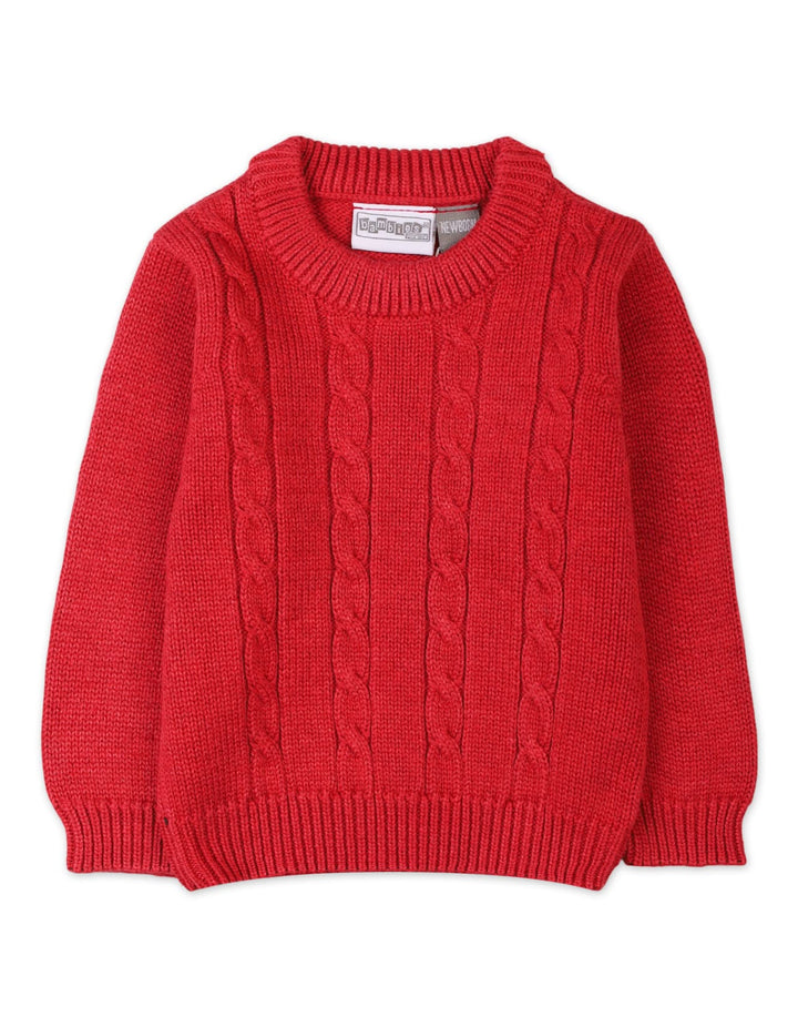 Baby Winter Sweaters Bambies Cable Knit Red at Zubaidas