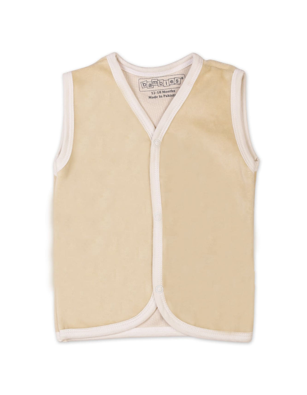 Baby Winter Velour Vest Bambies V Neck Beige at Zubaidas