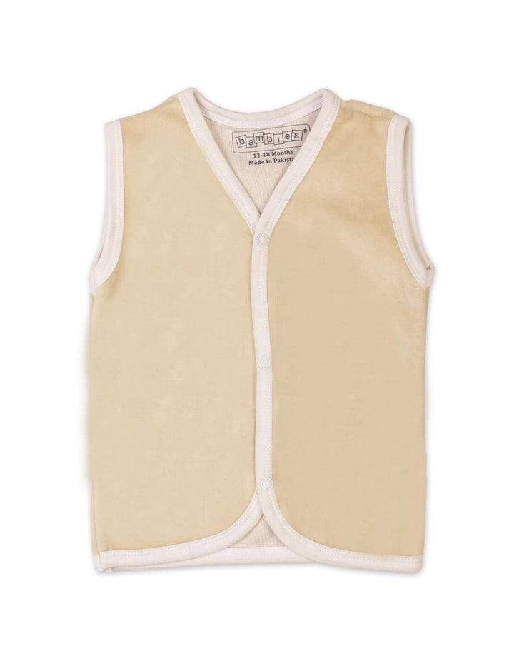 Baby Winter Velour Vest Bambies V Neck Beige at Zubaidas
