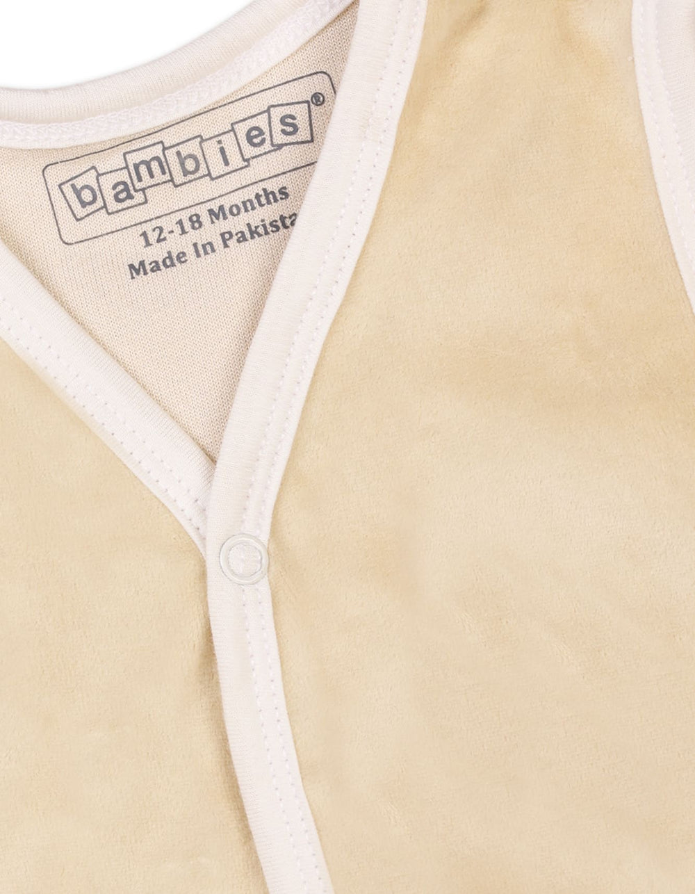 Baby Winter Velour Vest Bambies V Neck Beige at Zubaidas Official Pakistan
