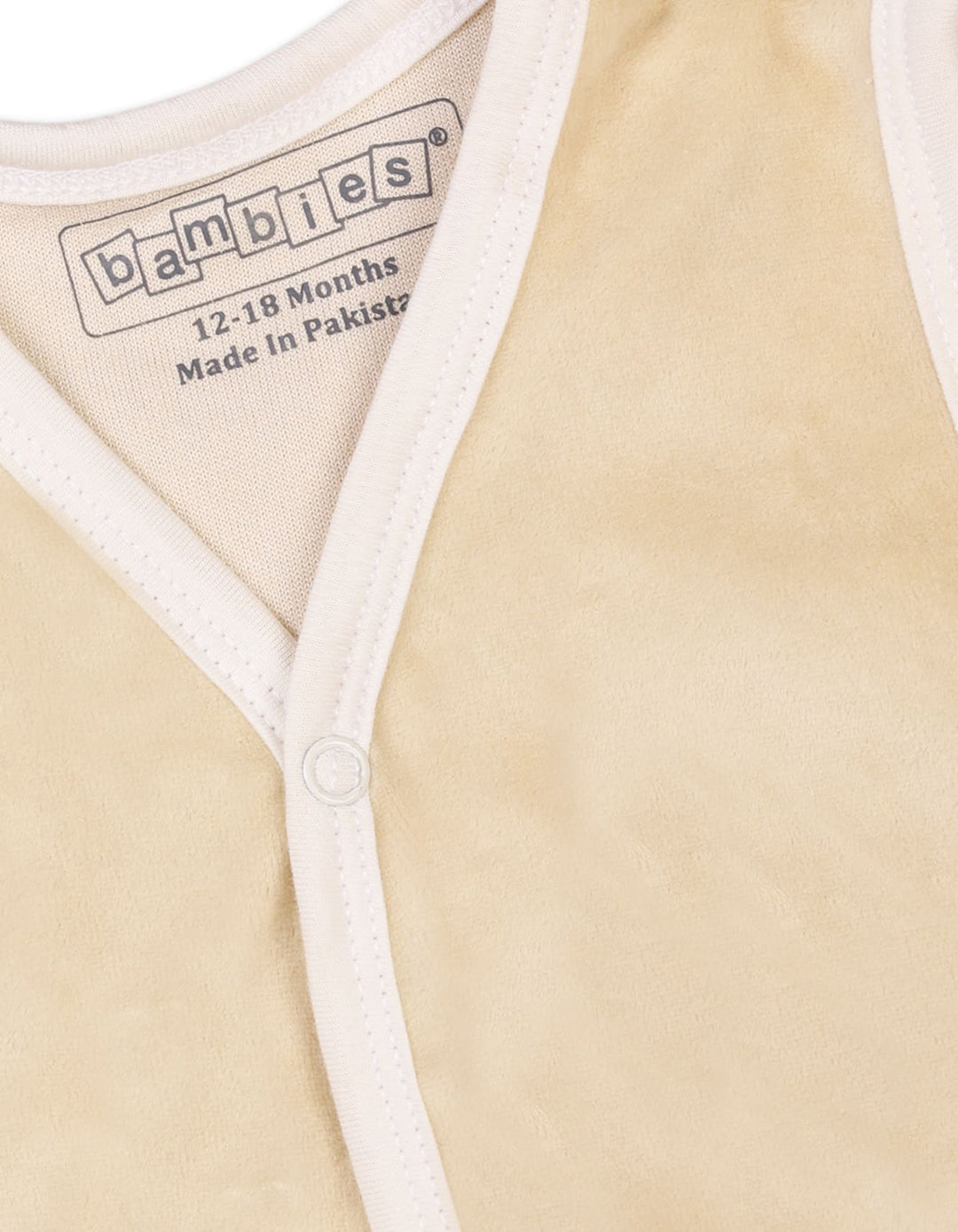 Baby Winter Velour Vest Bambies V Neck Beige at Zubaidas Official Pakistan