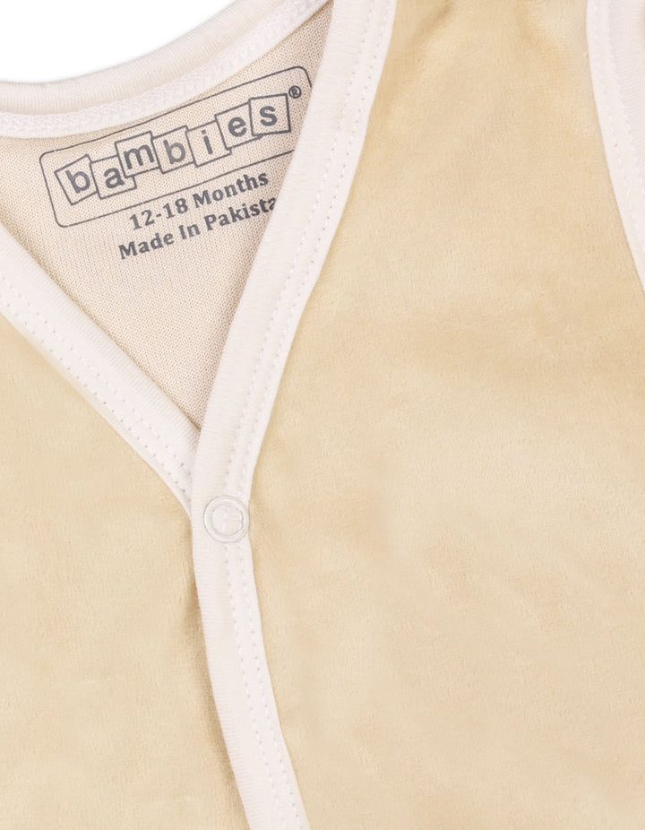 Baby Winter Velour Vest Bambies V Neck Beige at Zubaidas Official Pakistan