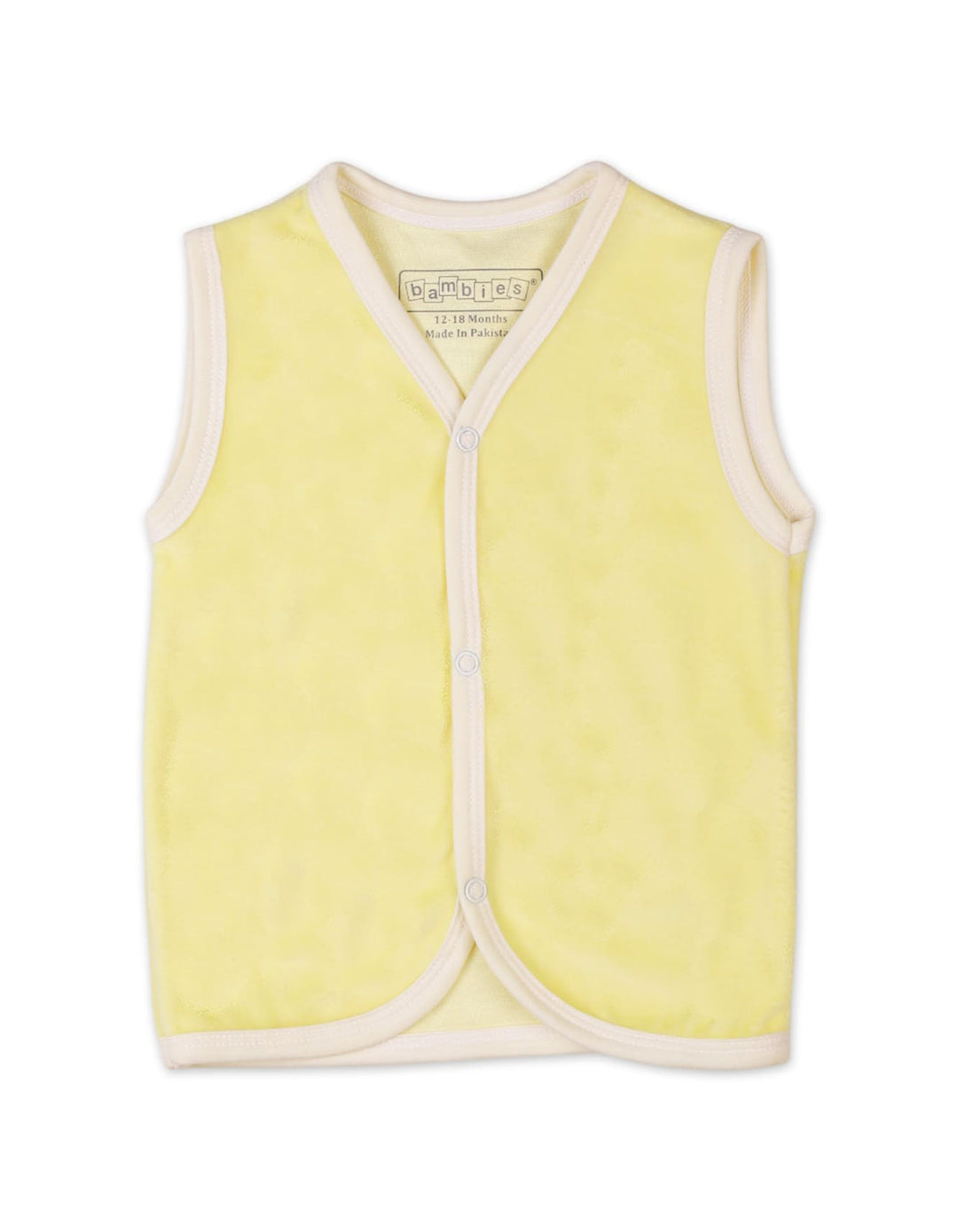 Baby Winter Velour Vest Bambies V Neck Yellow at Zubaidas