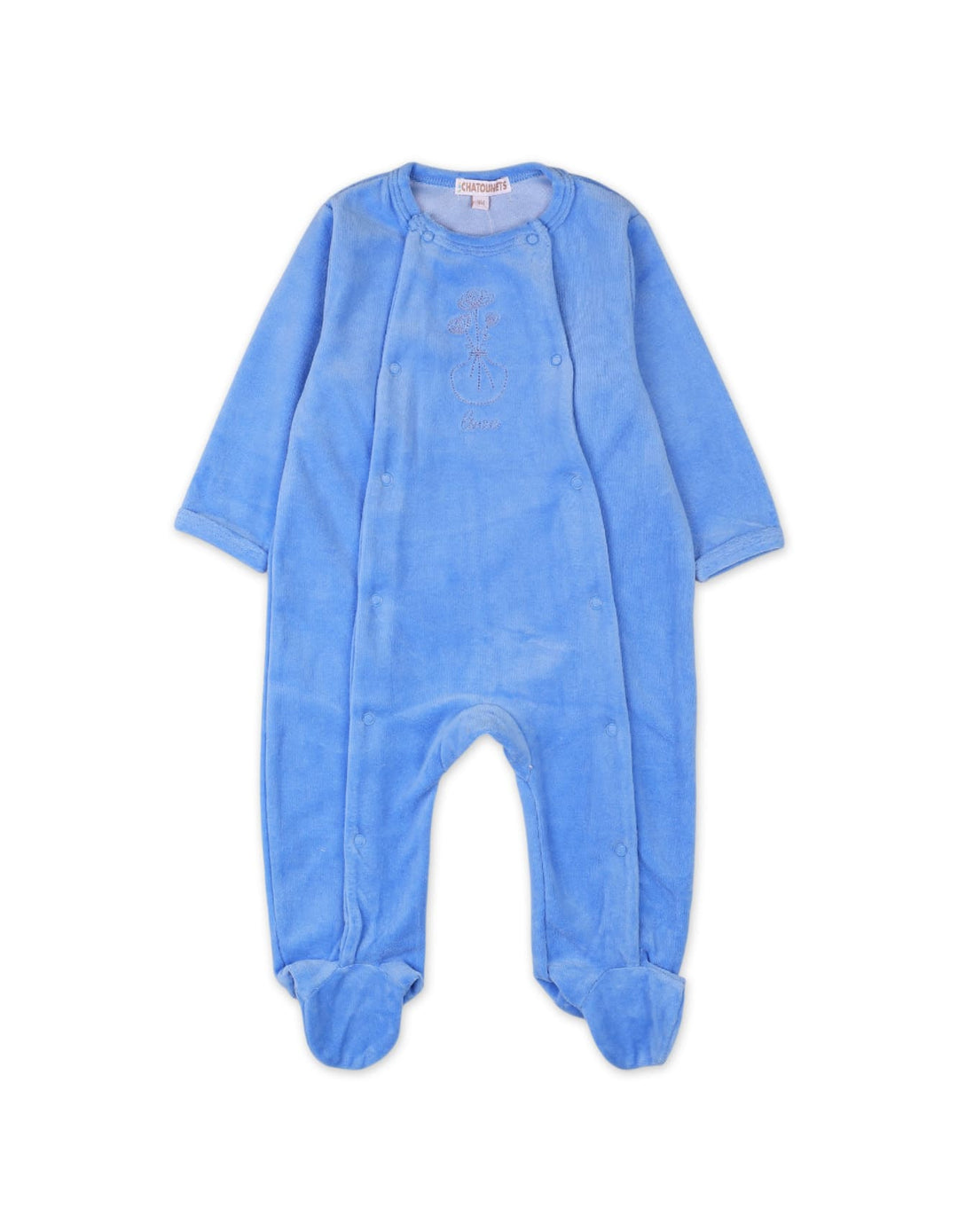 Baby Winter Wear Bambies Love Embroidered Footie Soft Blue at Zubaidas