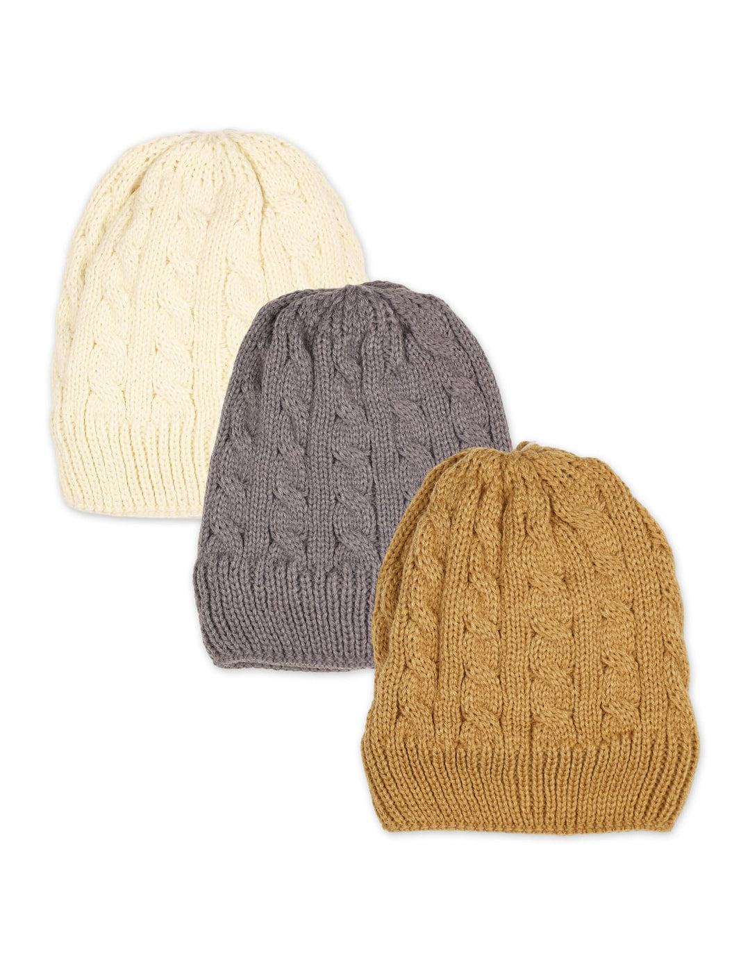 Baby Woolen Caps Pack of 3 Cable Knit Pattern at Zubaidas
