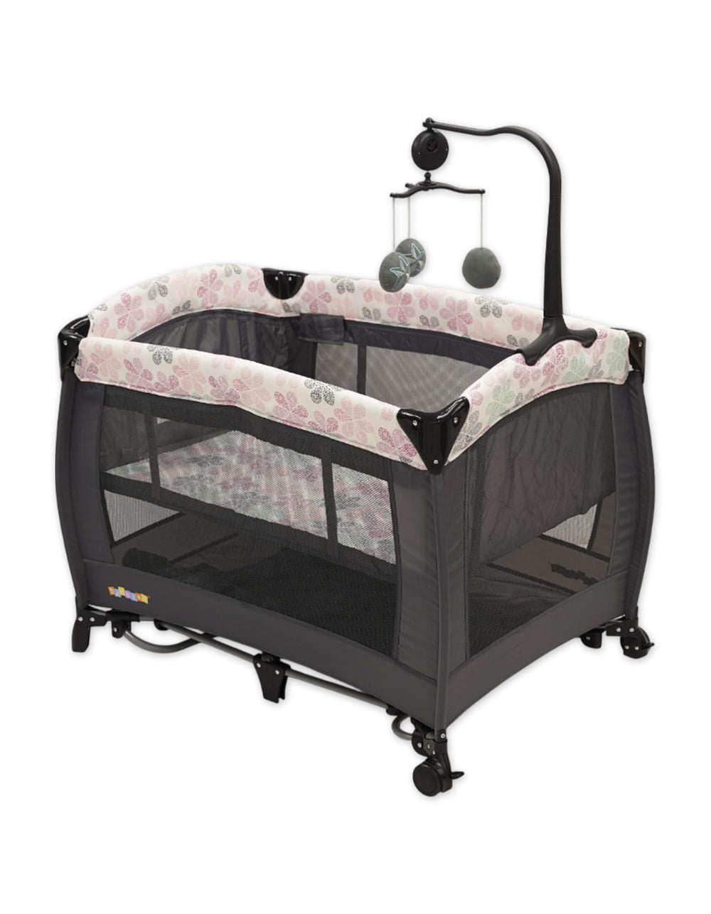 Bambies 2-in-1 Playards with Rocking Feature Pink Floral Edition at Zubaidas
