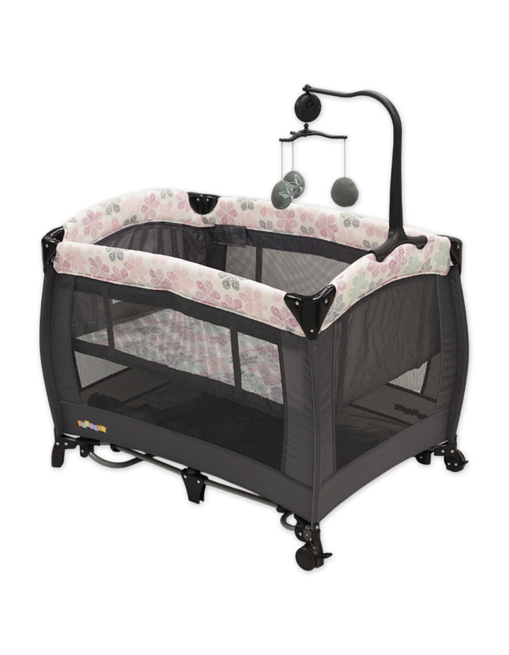 Bambies 2-in-1 Playards with Rocking Feature Pink Floral Edition at Zubaidas