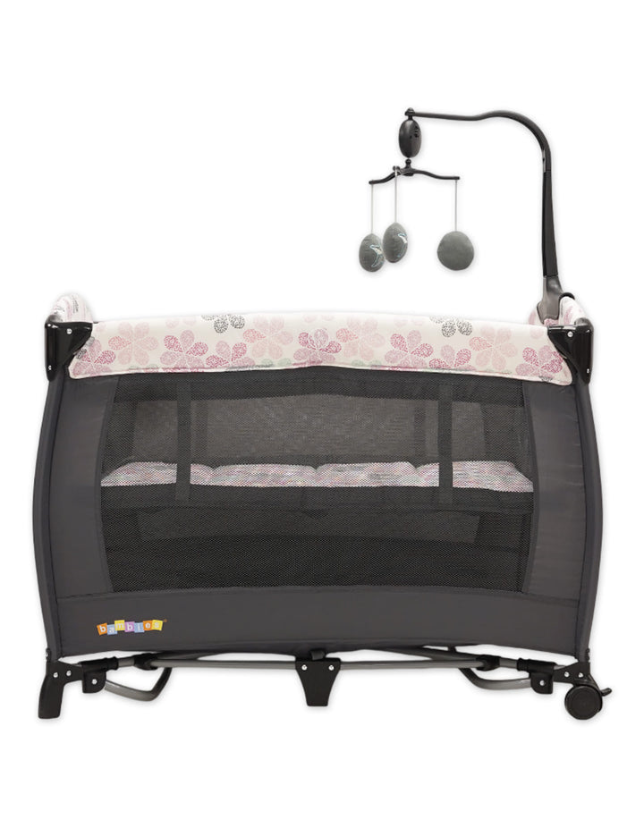 Bambies 2-in-1 Playpens with Rocking Feature Pink Floral Edition at Zubaidas