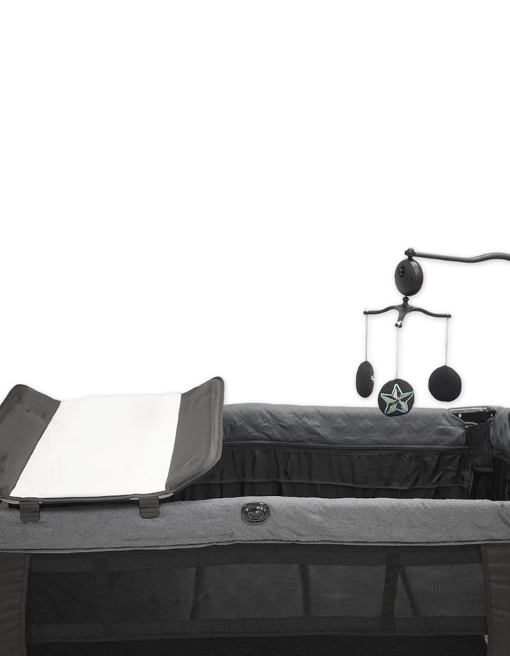 Bambies 3-in-1 Premium Travel Cribs with Drop Side, Changing Station and Rocking at Zubaidas