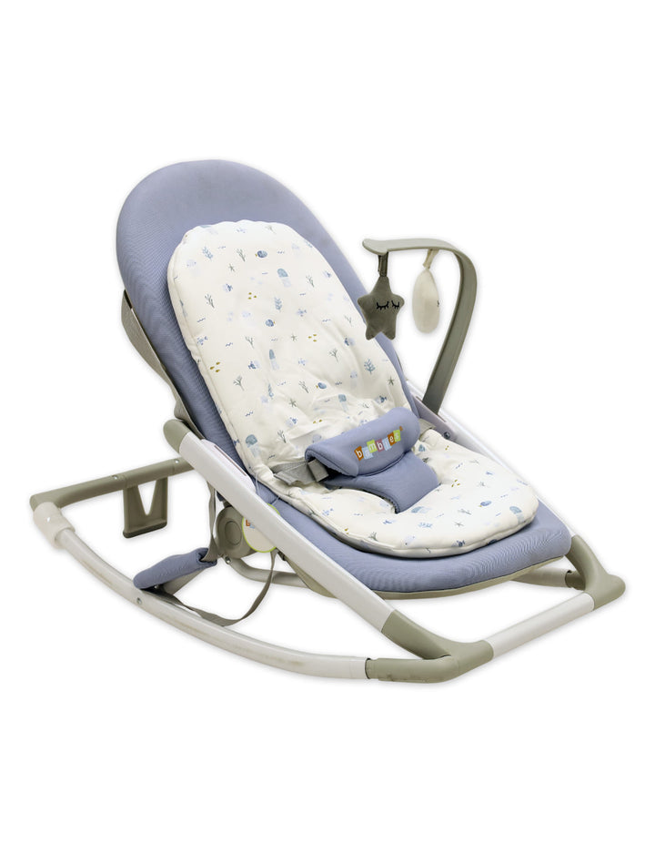 Bambies Deluxe Adjustable Baby Rocker Sky Blue & Woodland at Zubaidas