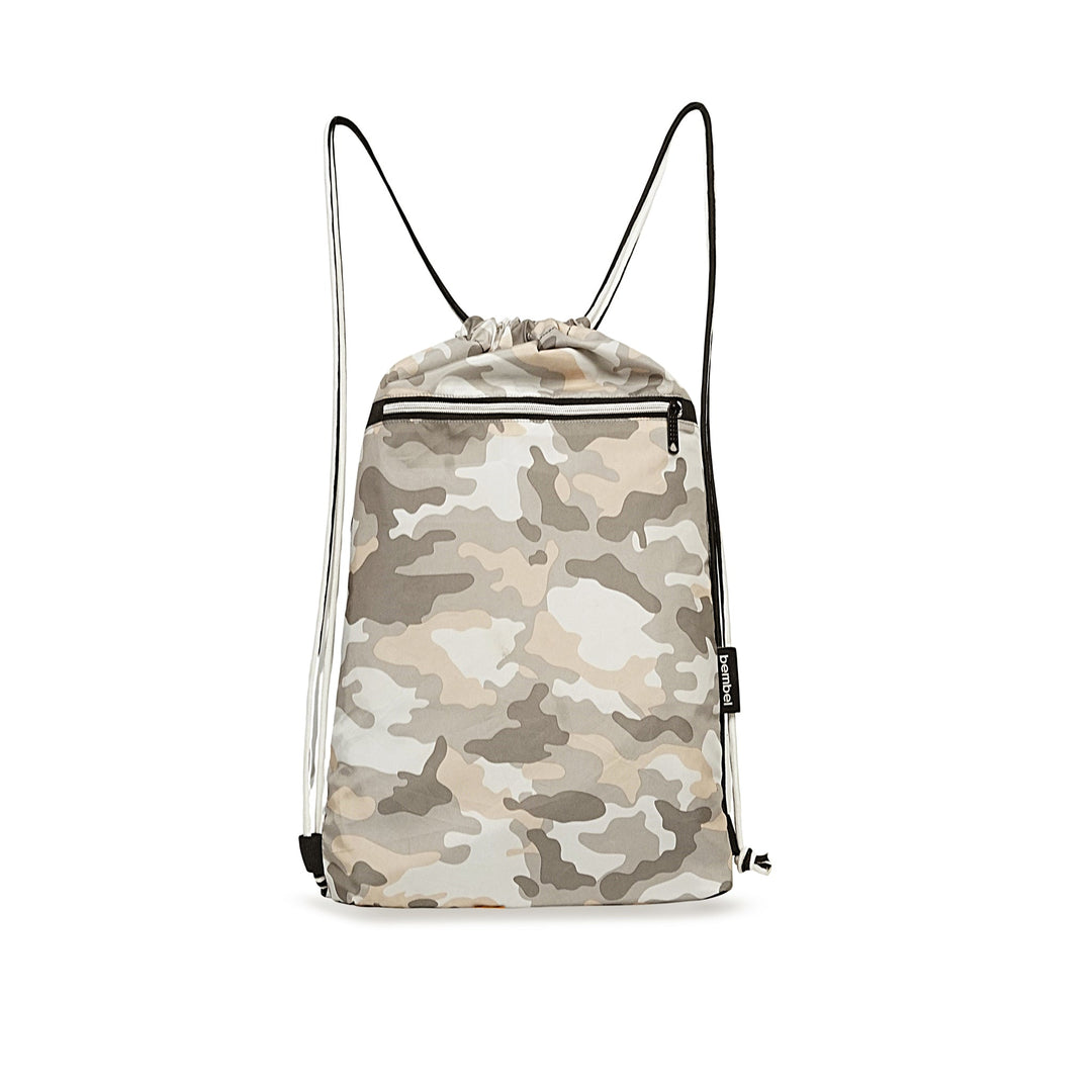 Bembel Drawstring Bag Camou Beige Backpack 18.5 Inches at Zubaidas