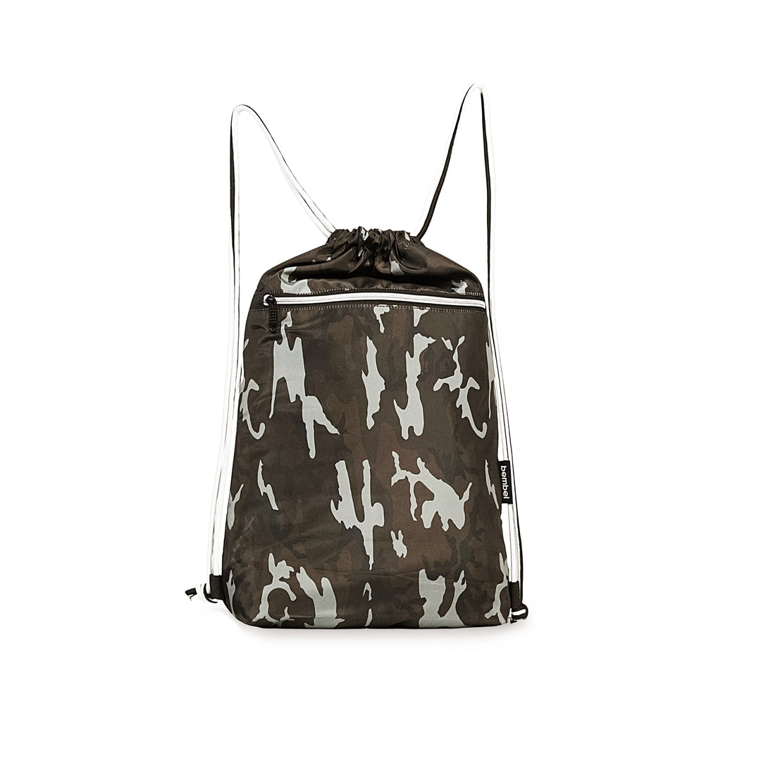 Bembel Drawstring Bag Camou Brown Backpack 18.5 Inches at Zubaidas