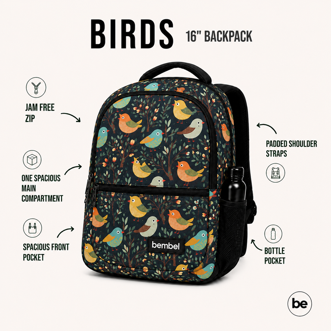 Bembel Primary School Bag Birds Backpack 16 Inches at Zubaidas Best Online Baby and Kids Store in Pakistan