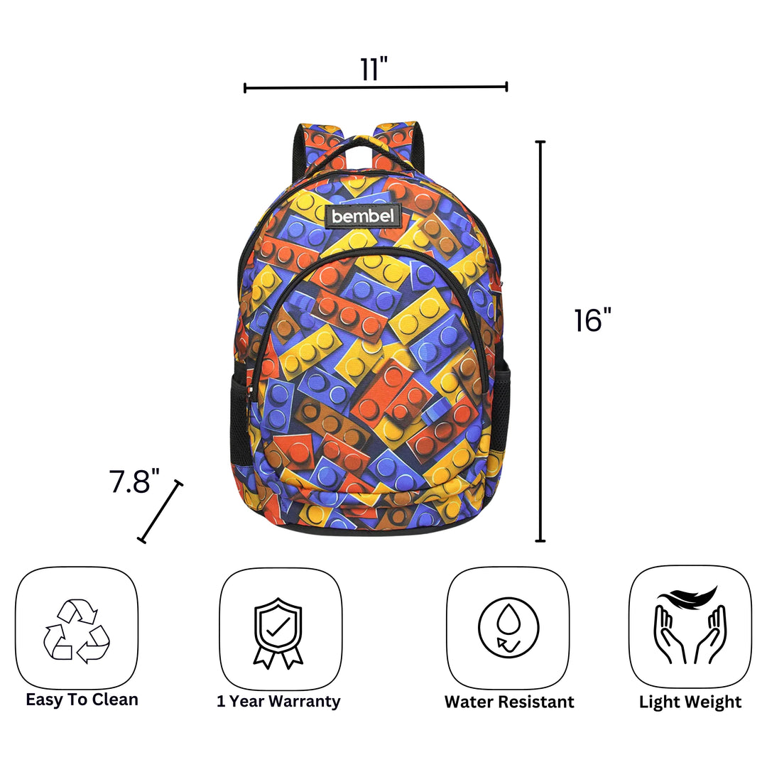Bembel Primary School Bag Blocks 16 Inches Backpack at Zubaidas Most Trusted Online Baby and Kids Store in Pakistan