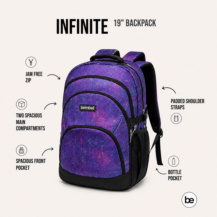 Bembel Secondary School Bag Infinite Backpack 19 Inches at Zubaidas Most Trusted Baby and Kids Store in Pakistan