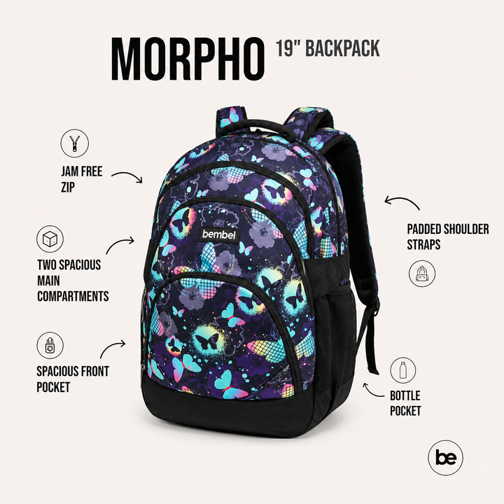 Bembel Secondary School Bag Morpho Backpack 19 Inches at Zubaidas Most Trusted Baby and Kids Store in Pakistan