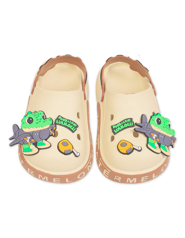Boy Crocs with Crocodile and Airplane Charms Beige at Zubaidas Best Baby Shop Pakistan