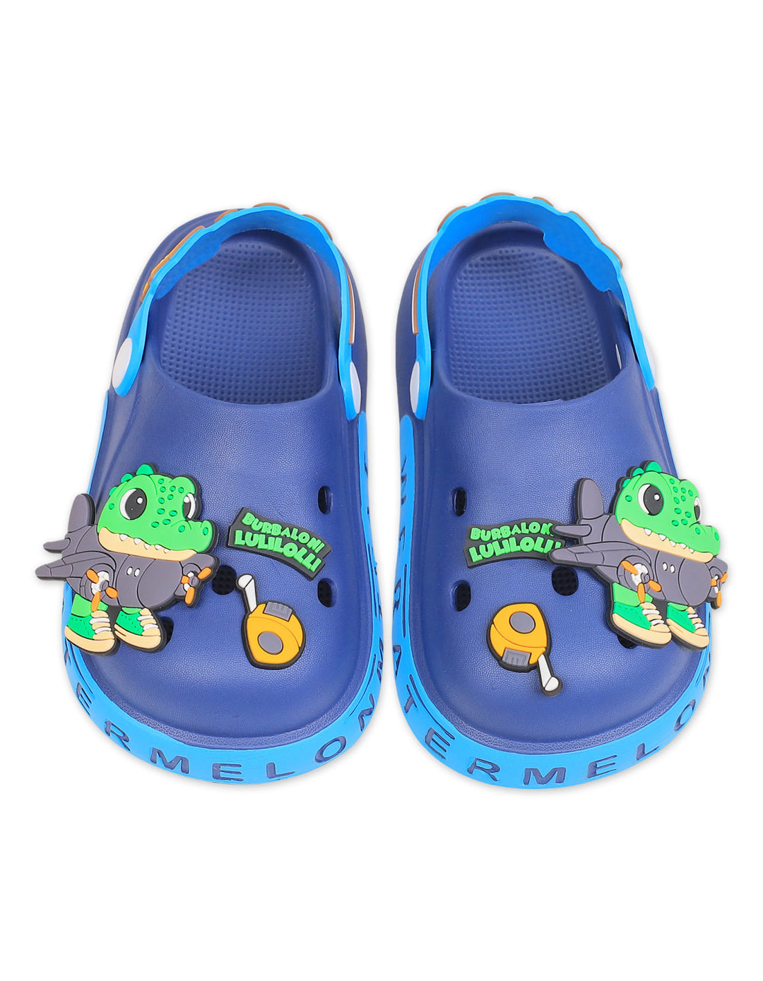 Boy Crocs with Crocodile and Airplane Charms Blue at Zubaidas