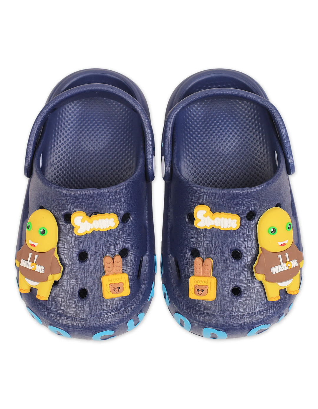 Boy Crocs with Cute Yellow Character Charms Navy Blue at Zubaidas