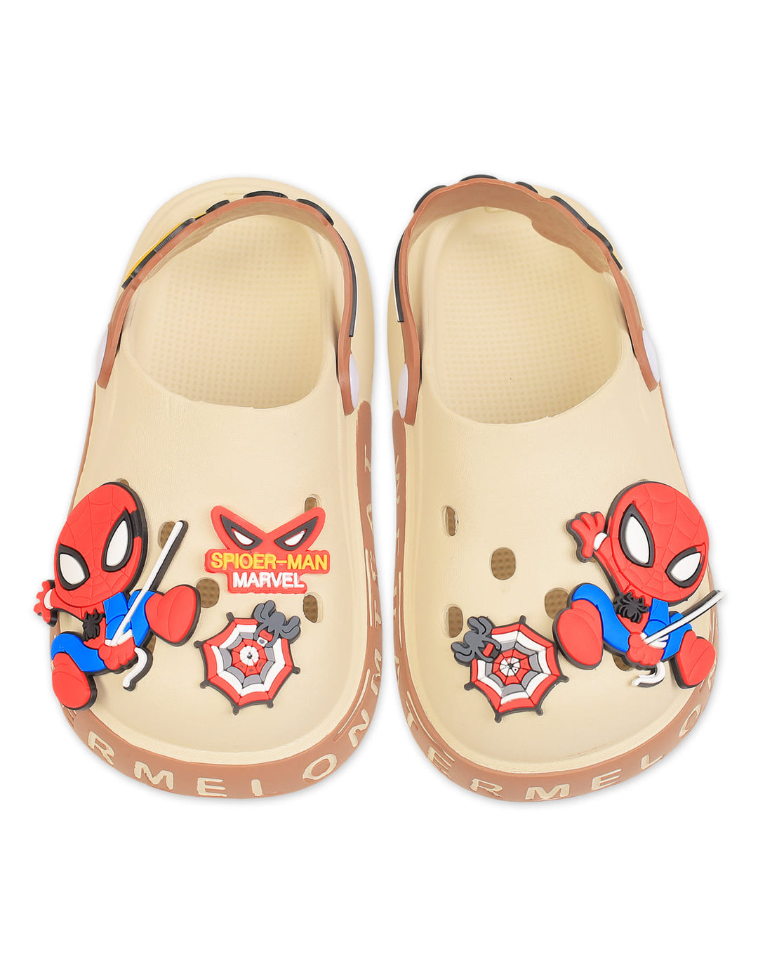 Boy Crocs with Spider Man Marvel Charms Beige at Zubaidas 