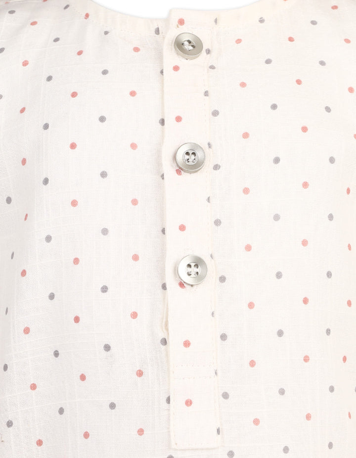Boys Casual Kurta Bambies Classic Dotted Off-White at Zubaidas Official Pakistan