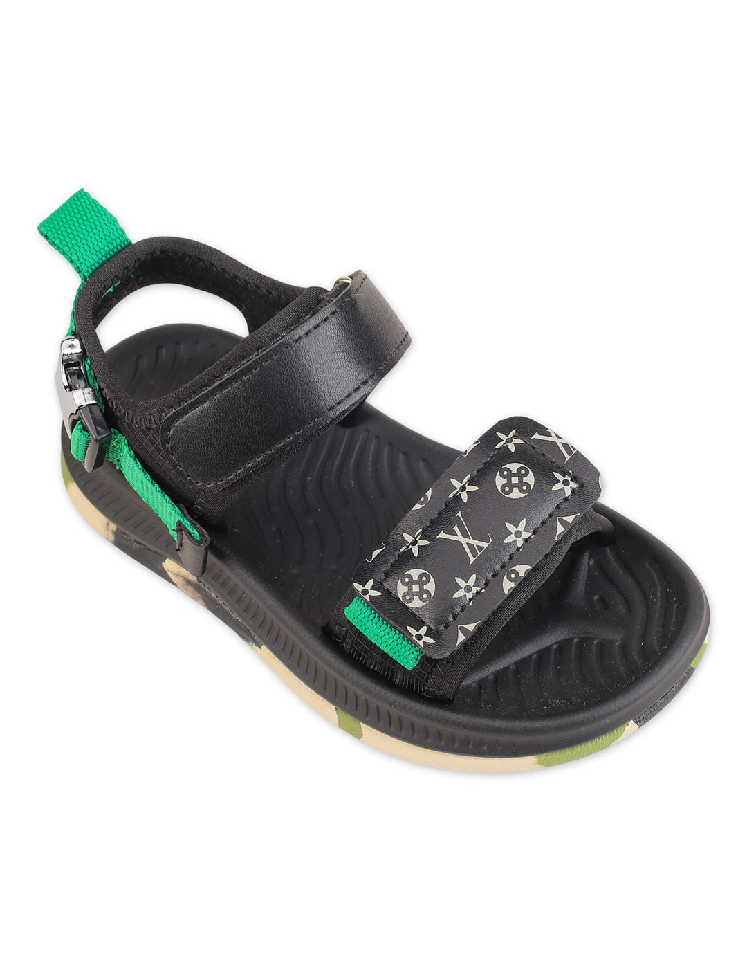 Boys Casual Sandals Black and Green at Zubaidas