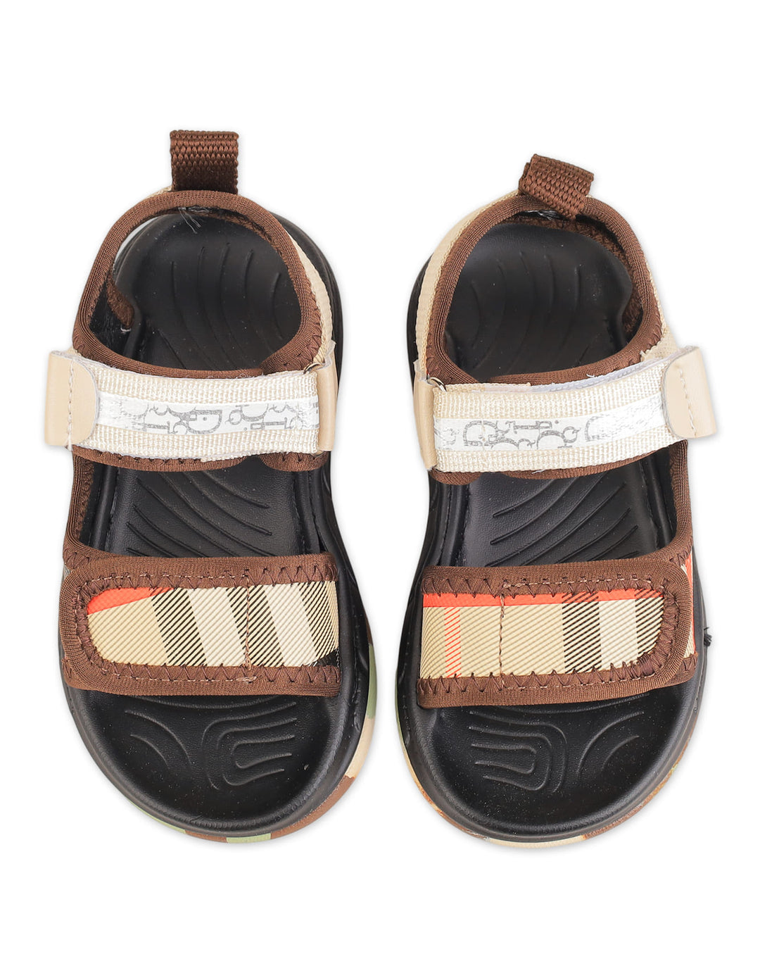 Boys Casual Sandals Classic Check Brown at Zubaidas