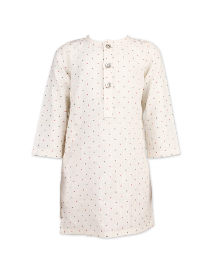 Boys Printed Kurta Bambies Classic Dotted Off-White at Zubaidas