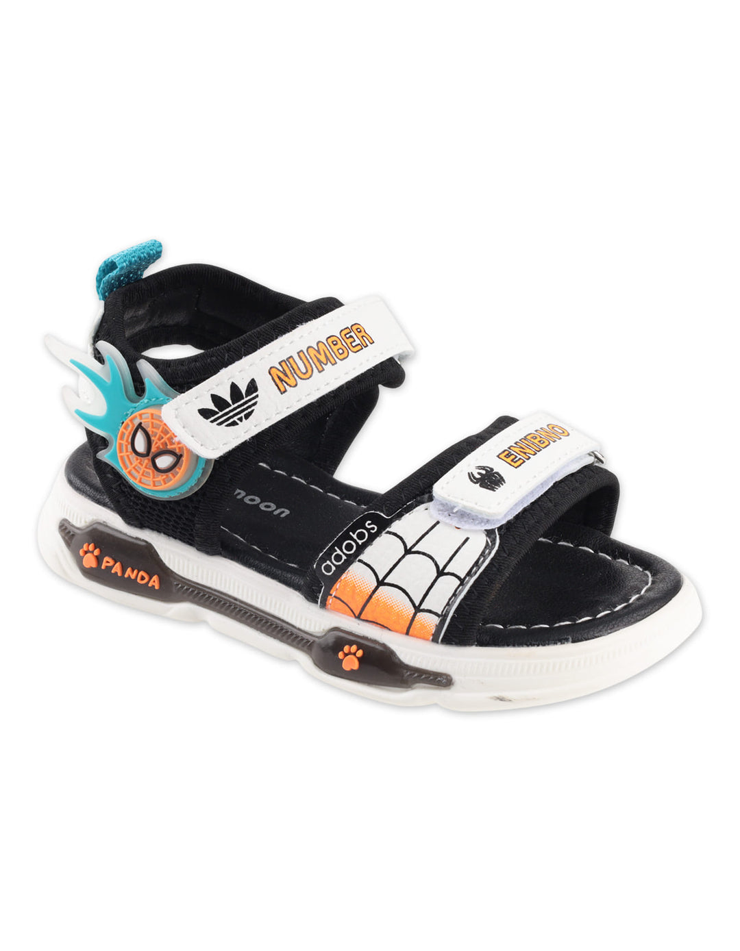 Boys Sporty Sandals Spider Web Graphic Black and White at Zubaidas Official Pakistan