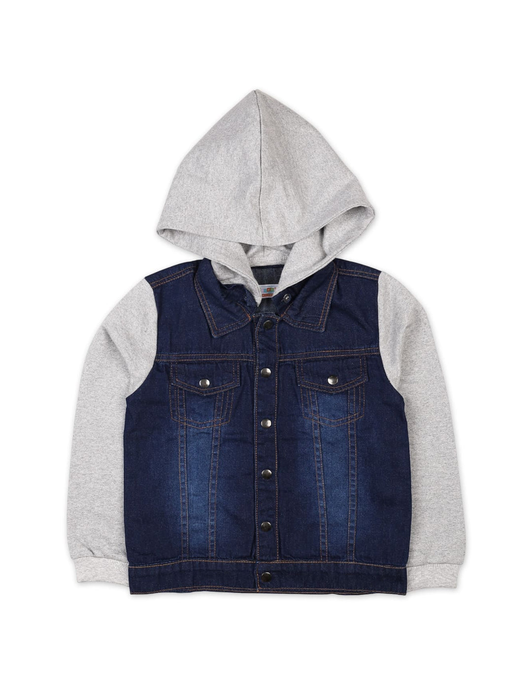 Boys Winter Denim Jacket Bambies Hooded Dark Blue and Grey at Zubaidas