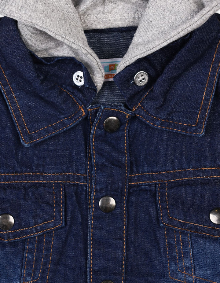 Boys Winter Denim Jacket Bambies Hooded Dark Blue and Grey at Zubaidas Official Pakistan