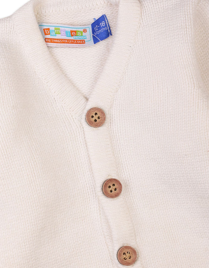 Classic Baby Winter Cardigans Bambies Cream with Button Fastening at Zubaidas Pakistan