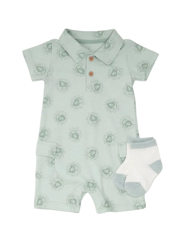 Infant Boy 3 Piece Suit Set Lion Sage Green at Zubaidas