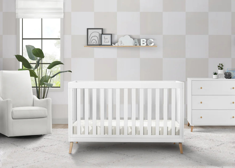 Delta Children Essex Convertible Crib W103150-123 Bianca White with Natural at Zubaidas Pakistan