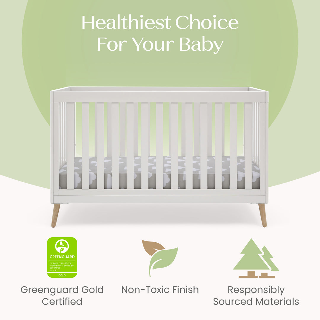 Delta Children Essex Convertible Crib W103150-123 Bianca White with Natural at Zubaidas Online Pakistan