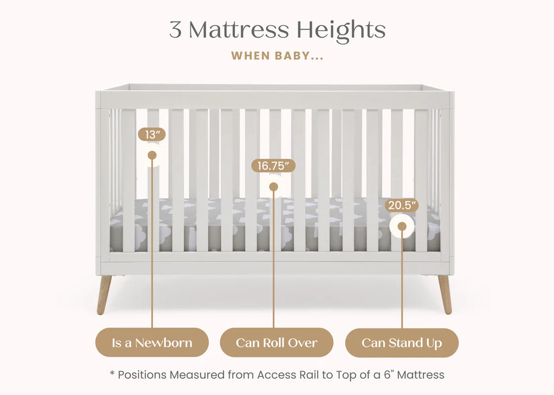 Delta Children Essex Convertible Crib W103150-123 Bianca White with Natural at Zubaidas Best Online Baby Store in Pakistan