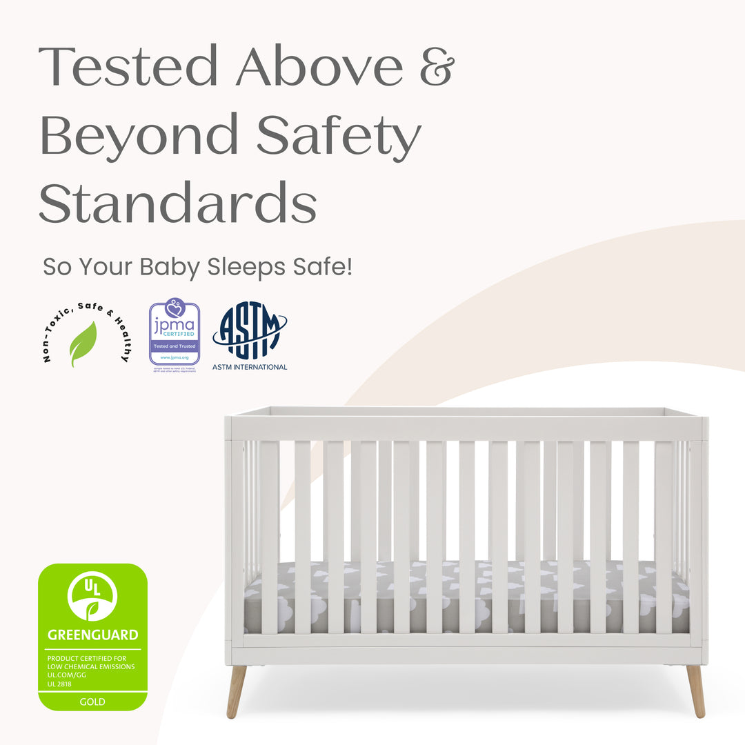 Delta Children Essex Convertible Crib W103150-123 Bianca White with Natural at Zubaidas Best Online Baby Shop in Pakistan